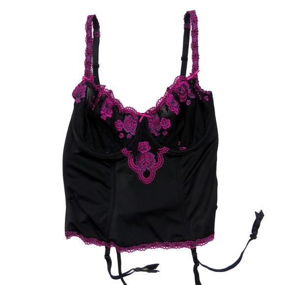 Y2k The Collection Magenta Pink & Black Floral Corset Bustier Top 38C - Picture 1 of 7